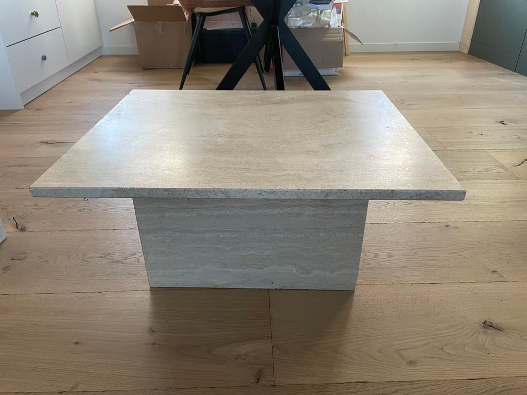 Rechthoekige salontafel /Bijzettafel /Side table - travertin, Maison & Meubles, Tables | Tables de salon, Comme neuf, Enlèvement