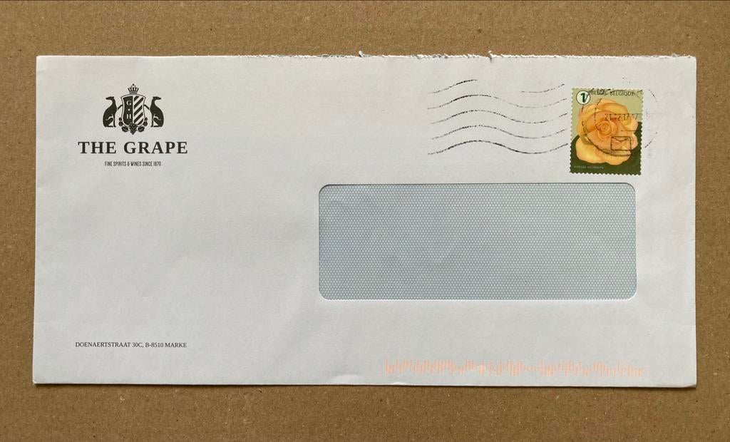 omslag wijnhandel The Grape Kortrijk Marke, Postzegels en Munten, Ophalen of Verzenden