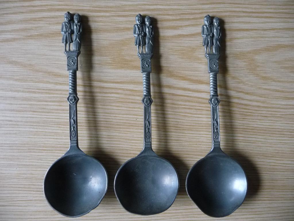 3 tinnen lepels, Antiek en Kunst, Ophalen of Verzenden