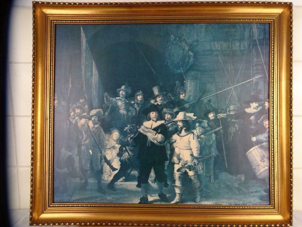 Rembrandt prent De Nachtwacht Antieke lijst 68.7 bij 59 cm, Ophalen of Verzenden