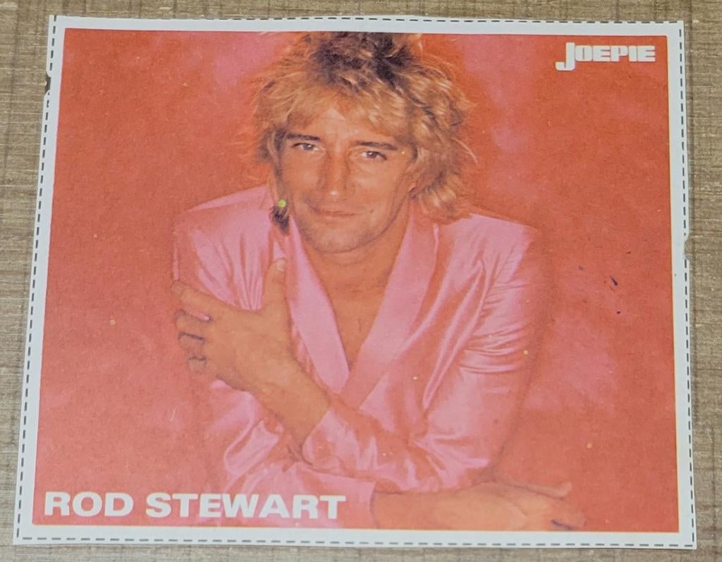 Rod Stewart: oude sticker (Joepie), Ophalen of Verzenden, Gebruikt, Overige typen