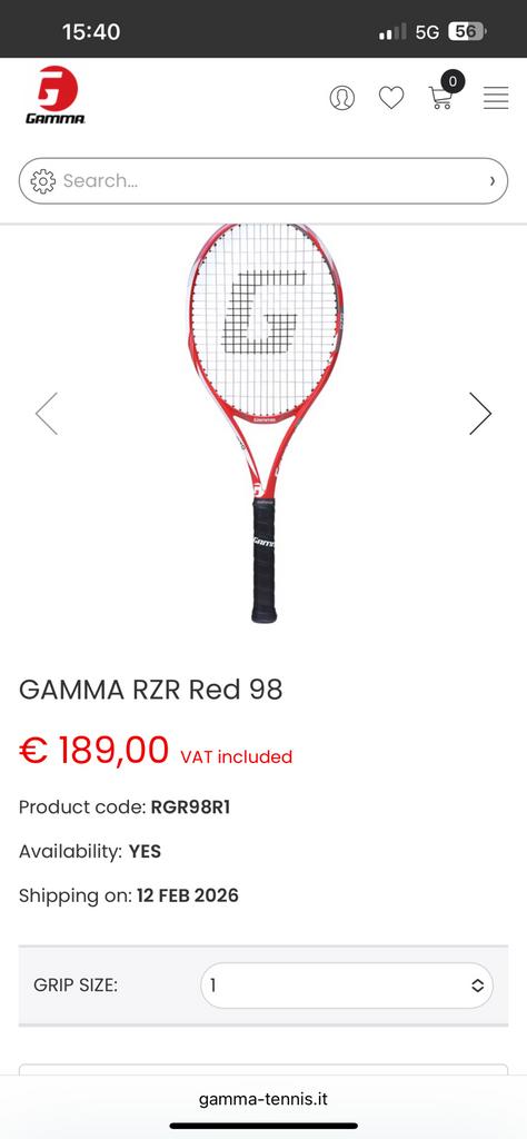 Raquette Gamma RedRZR 98, Enlèvement, Neuf, Raquette, Autres marques