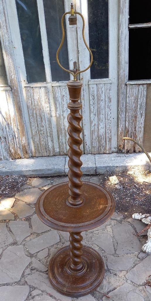Lampadaire ancien en bois torsadé, Enlèvement ou Envoi, Utilisé, Bois, 100 à 150 cm