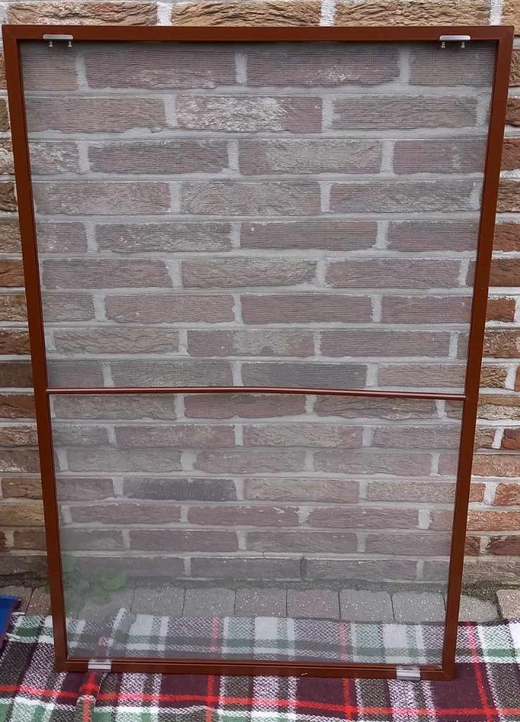 Vliegenramen / Muggenramen / Horren (bruine alu), Ophalen, Gebruikt, 80 tot 100 cm, Overige typen