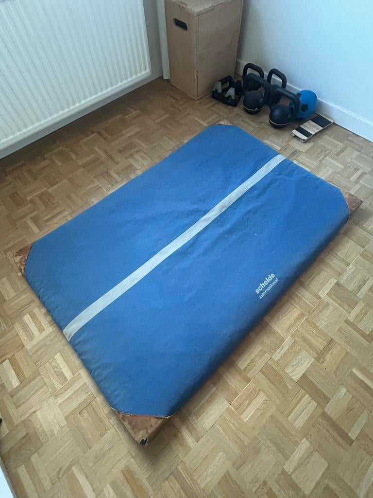 Vintage turnmat Schelde international, Sport en Fitness, Turnen, Ophalen, Gebruikt, Blauw, Materiaal