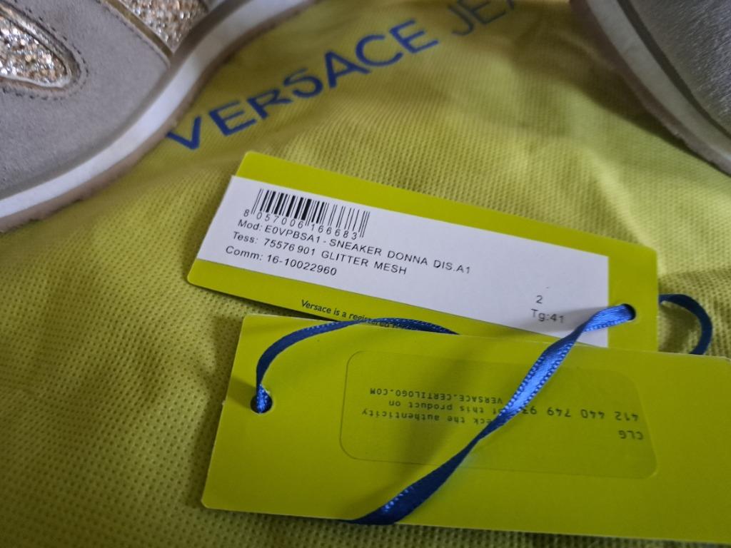 Prachtige Versace Sneakers Glitter & Metallic Maat 41, Kleding | Dames, Schoenen, Verzenden, Beige, Nieuw, Sneakers