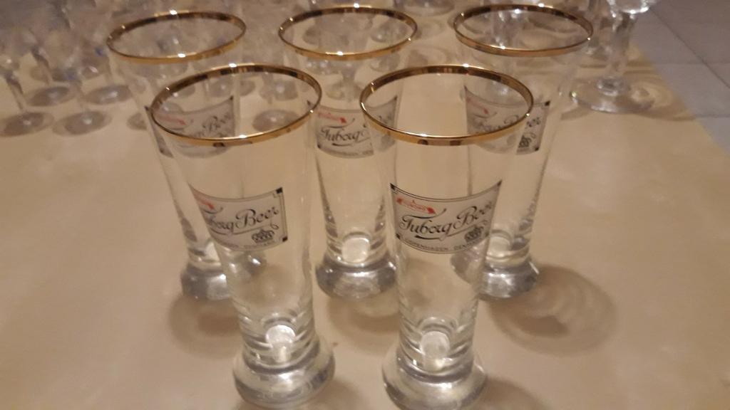 Tuborg beer glazen, 5 stuks, Verzamelen, Ophalen, Zo goed als nieuw, Bierglas