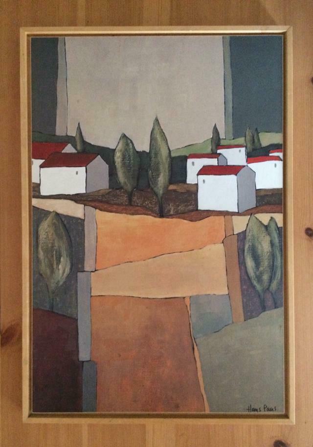 kader Hans Paus White Houses I landschap schilderij, Ophalen of Verzenden, Gebruikt, Overige typen