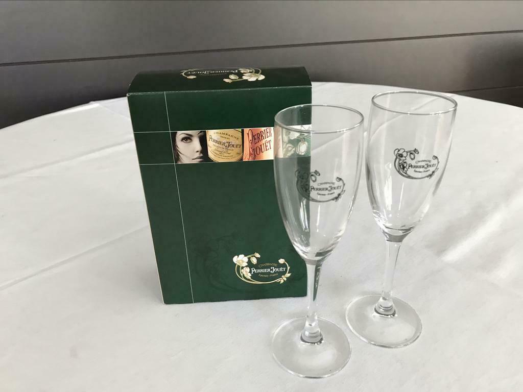 2 glazen champagne Perrier Jouet in doos, Ophalen of Verzenden, Nieuw