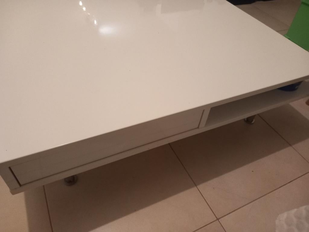 Tafel Salontafel hoogglans wit IKEA meubel bijzettafel, 50 tot 100 cm, Vierkant, Minder dan 50 cm, 50 tot 100 cm