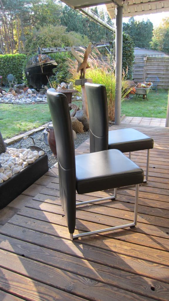 2 chaises design en cuir « Rolf Benz » type 7400. Bon état !, Maison & Meubles, Chaises, Utilisé, Deux, Cuir, Métal, Gris, Enlèvement