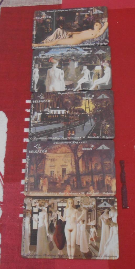 5 cartes de téléphones neuves - Belgacom - Paul Delvaux, Enlèvement ou Envoi, Neuf