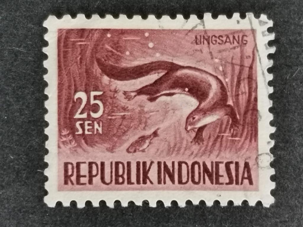 Indonésie 1956 - animaux sauvages - loutre, Enlèvement ou Envoi, Affranchi, Animal et Nature