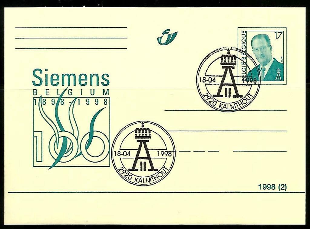 België 1998-Gele briefkaart Siemens, Met stempel, Ophalen of Verzenden, Postfris, Postfris
