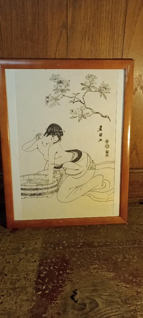 Estampe japonaise ancienne Ukiyo-e-Bijin,Toyokuni,33x43,n476, Antiquités & Art, Enlèvement ou Envoi