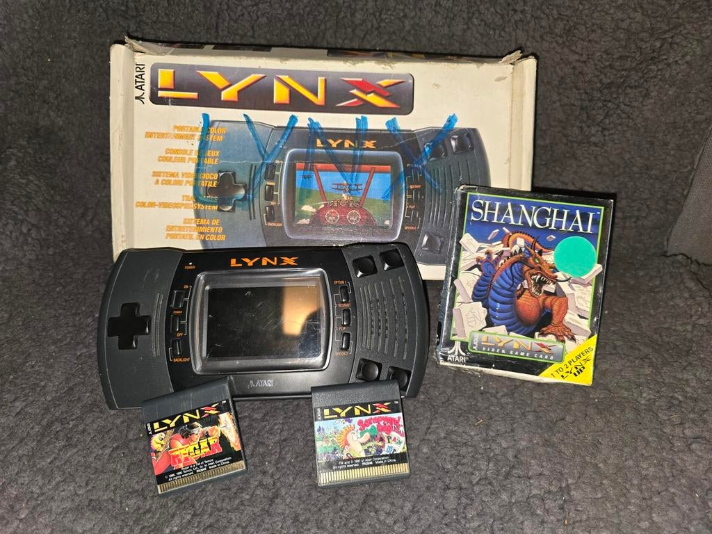 Atari Lynx II met doos + Rygar, Scrapyard Dog & Shanghai, Ophalen of Verzenden