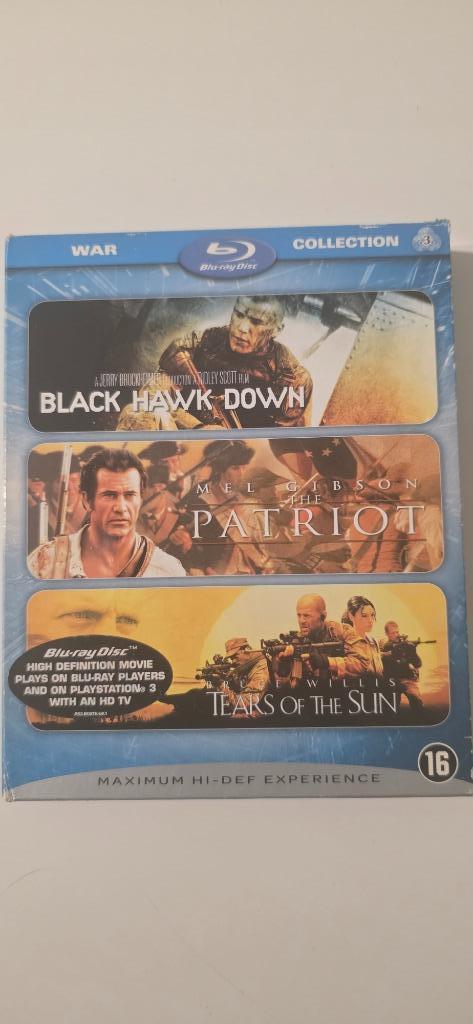 3 war movie pack: Black Hawk Down, Patriot, Tears of the sun, Ophalen of Verzenden, Zo goed als nieuw, Boxset