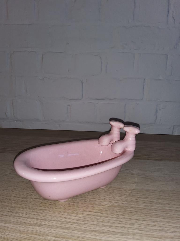 Porte-savon de baignoire en céramique rose vintage, Enlèvement ou Envoi, Utilisé, Ustensile