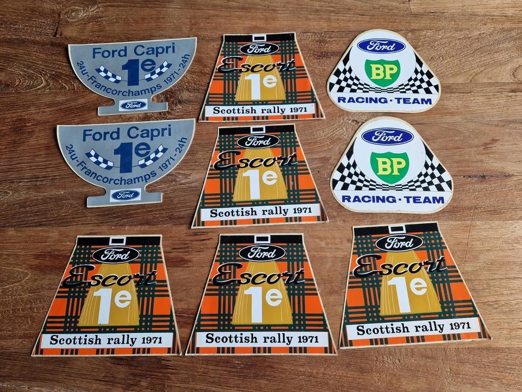 Vintage stickers Ford racing team rally, Verzamelen, Ophalen of Verzenden, Zo goed als nieuw