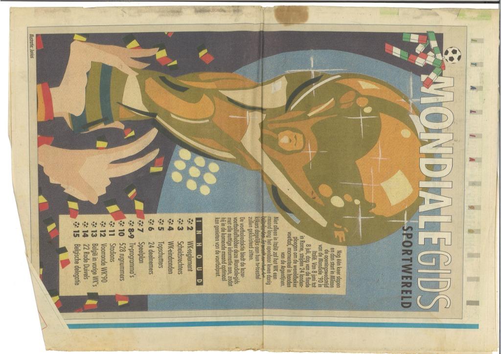 WK gids Nieuwsblad Italia 90 Rode Duivels, Verzamelen, Ophalen, Gebruikt, Boek of Tijdschrift