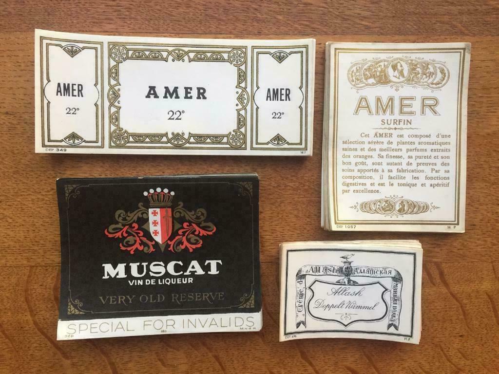 345 etiketten Amer, Muscat, Crème d'Allash, Myncke zie besch, Ophalen of Verzenden, Nieuw, Overige gebieden, Overige typen