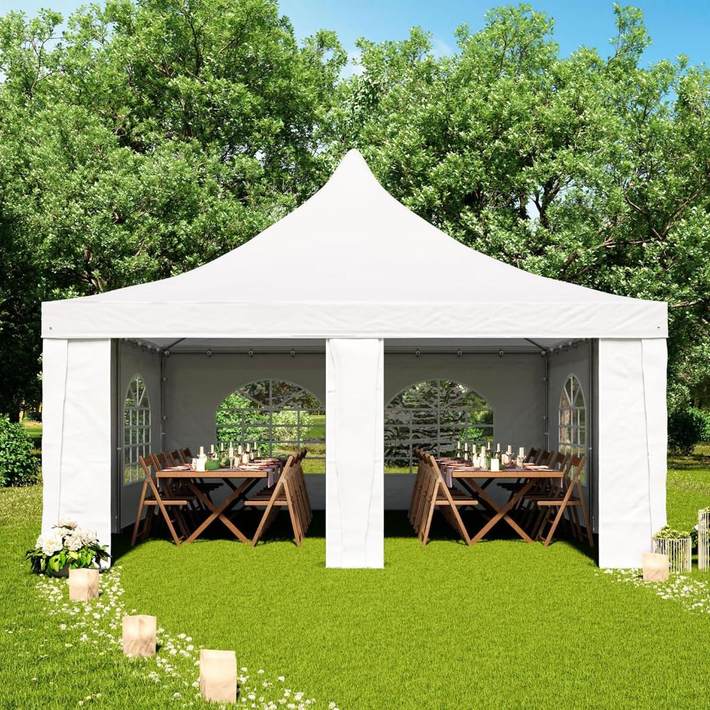 Chique Pagodetent 5x5m. Wit. Wintervast PVC Gelegeerd Staal, Verzenden, Nieuw