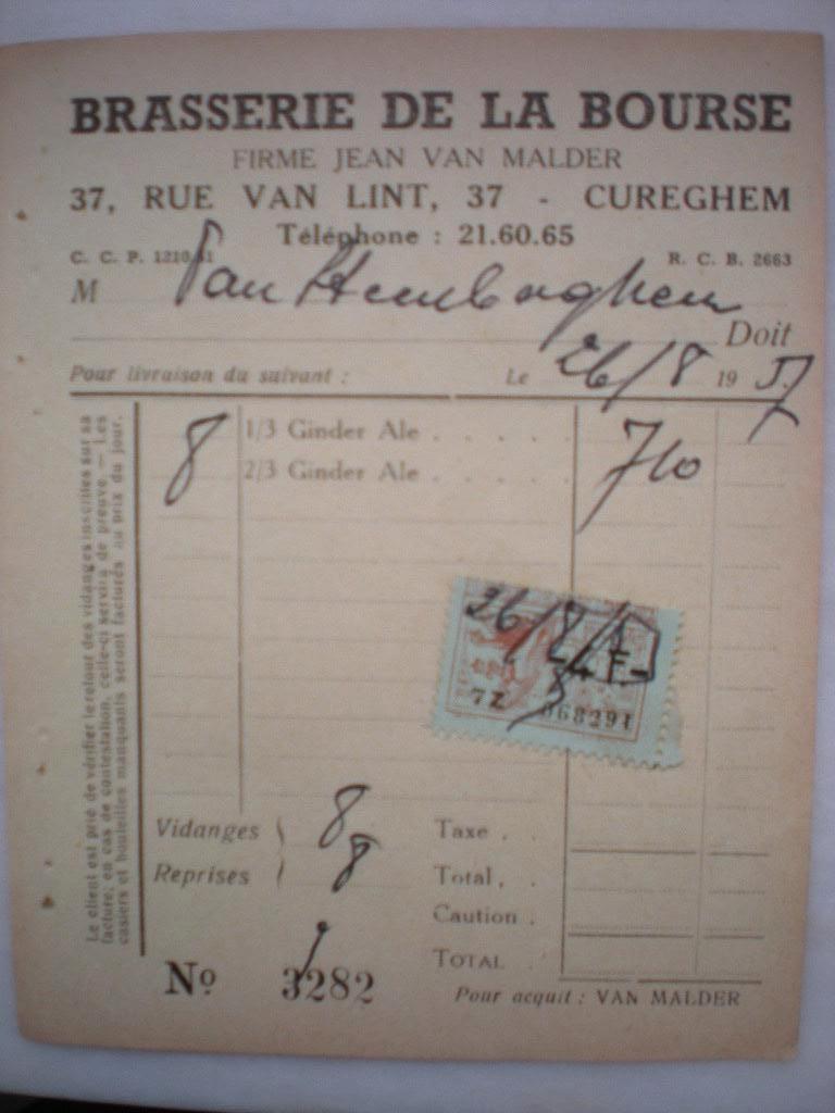 Brasserie de la Bourse - Cureghem - bon de livraison, Enlèvement ou Envoi, Utilisé
