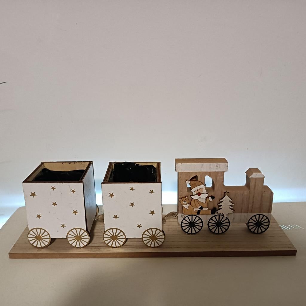 Train de Noël en bois pour plantes, Utilisé