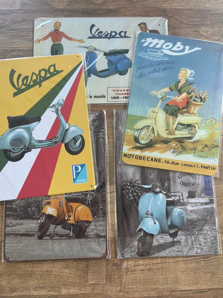 Plaque métallique Vespa 5 pièces, Enlèvement, Neuf