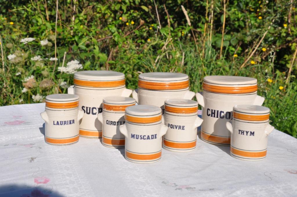 serie de pots de cuisine en gres decor fait main, Ophalen of Verzenden