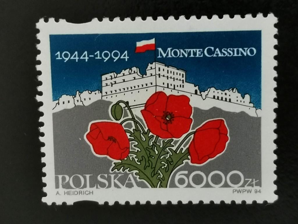 Pologne 1994 - fleurs, coquelicots, Monte Cassino, drapeau**, Enlèvement ou Envoi, Pologne, Non oblitéré