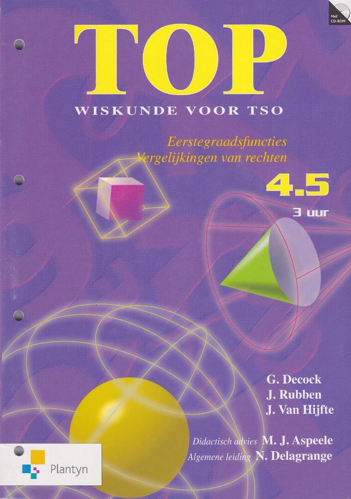 TOP wiskunde 4.5 (eerstegraadsfuncties, vgl-en v. rechten), Boeken, Ophalen of Verzenden, Nieuw