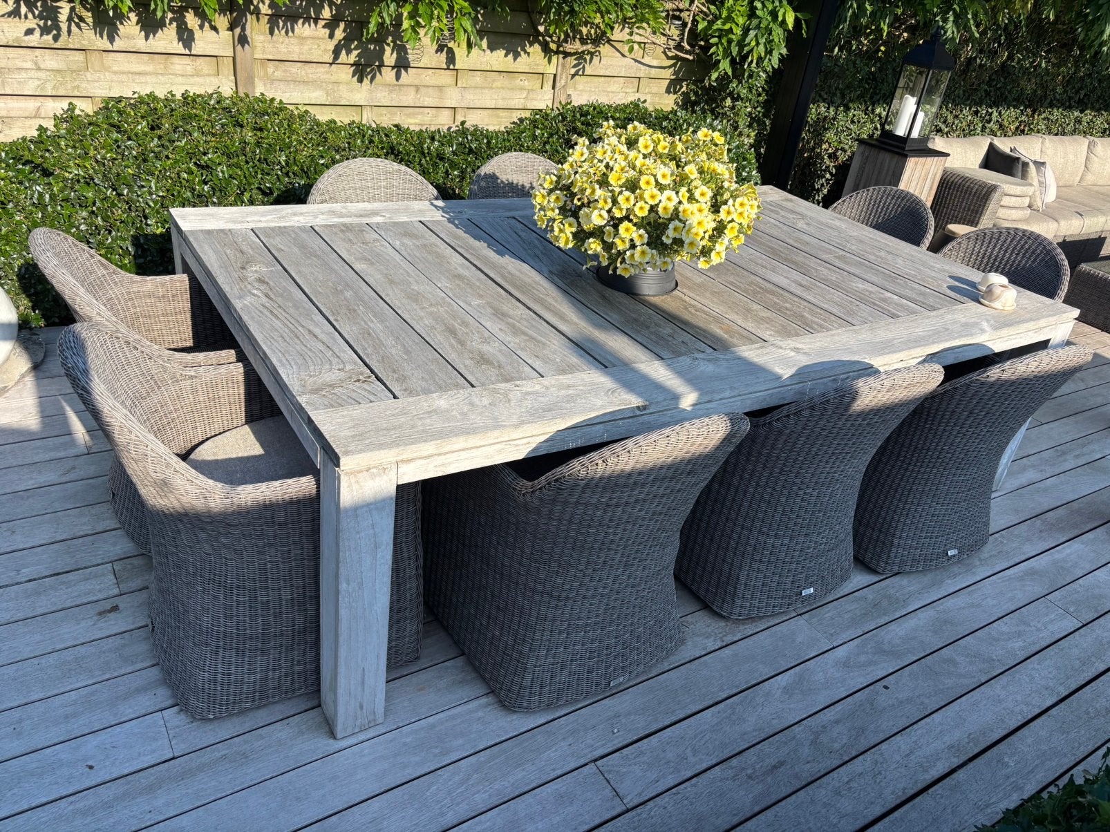 Bristol Grote teaktafel 275 cm op 157 cm, Jardin & Terrasse, Ensembles de jardin, Table à dinner, Salons de jardin, Utilisé, Enlèvement