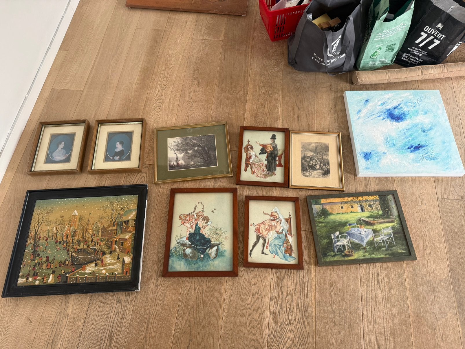 Lot de 17 tableaux et cadres, Enlèvement, Utilisé