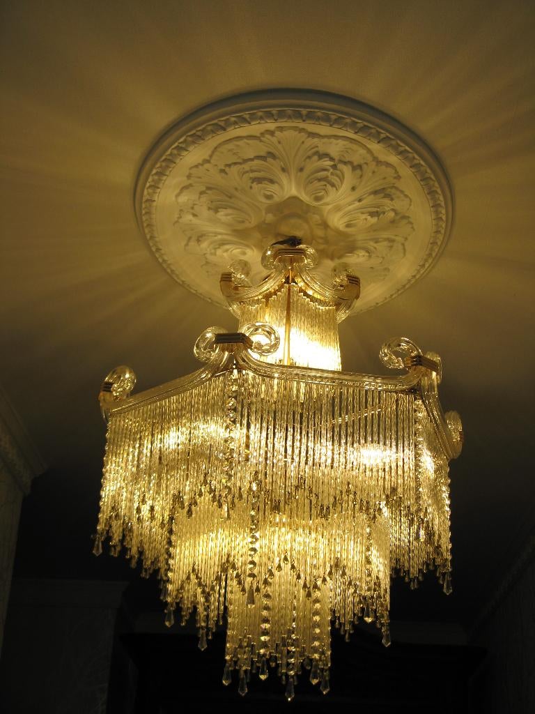Kroonluster, Huis en Inrichting, Ophalen, Zo goed als nieuw, Glas, Waterval glas/kristal