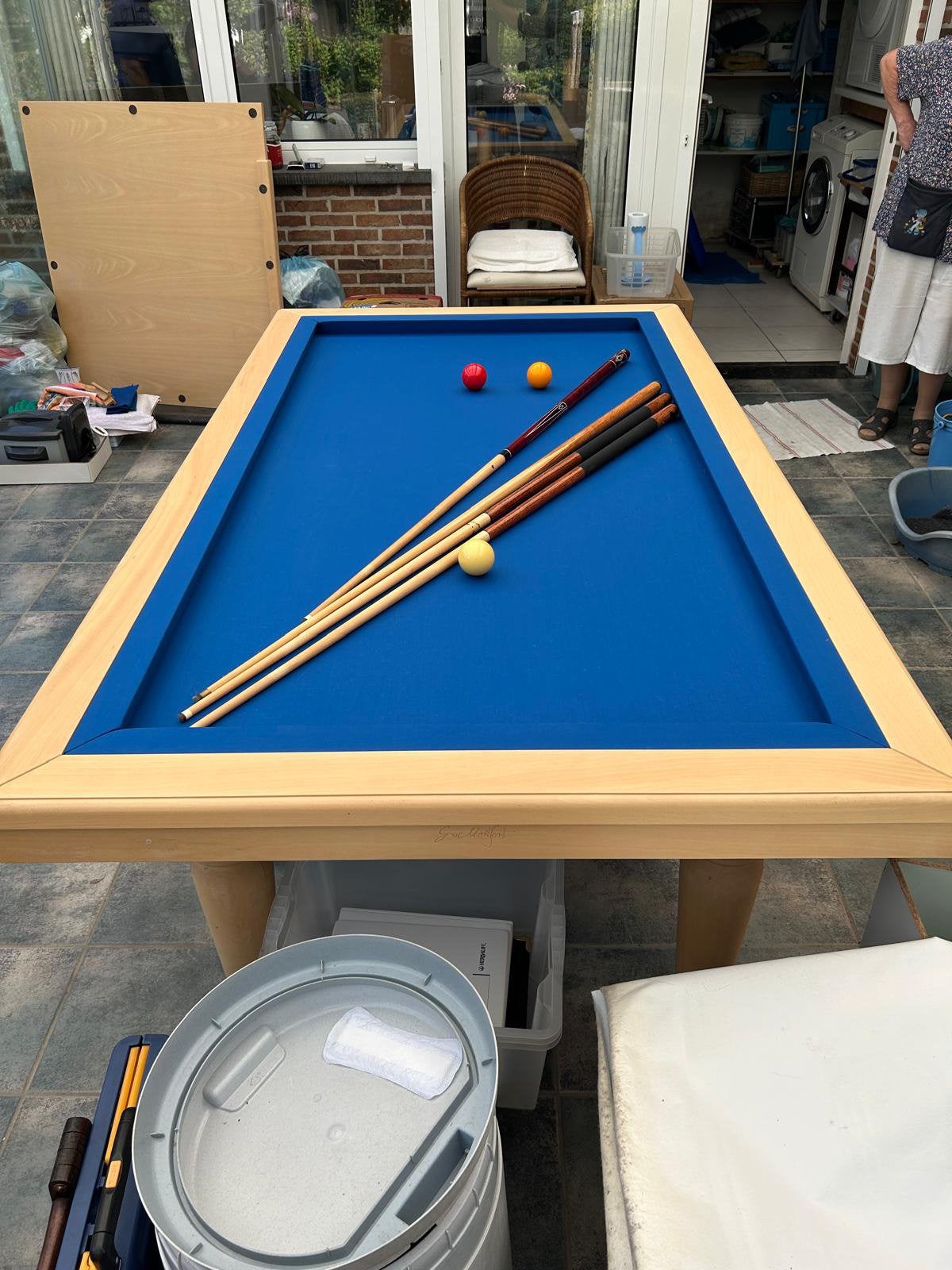 Zeer goede monfort biljart tafel met eettafel functie., Sport en Fitness, Biljarten en Poolen, Ophalen of Verzenden, Zo goed als nieuw