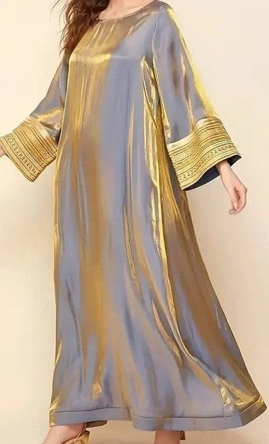 Une Robe en Maille Brodée Dorée, Enlèvement, Neuf, Taille 42/44 (L)