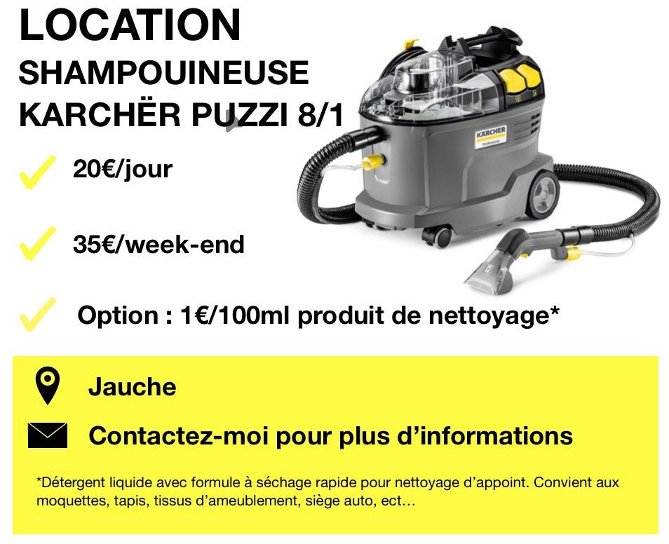 Shampouineuse Kärcher Puzzi 8/1 PRO à louer, Bricolage & Construction, Matériel de nettoyage, Comme neuf, Enlèvement