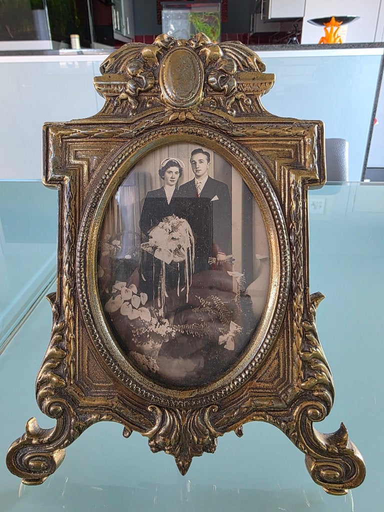 Antieke Koperen Fotolijst 1920-1940 Barok / Rococo Stijl, Ophalen, Minder dan 100 cm