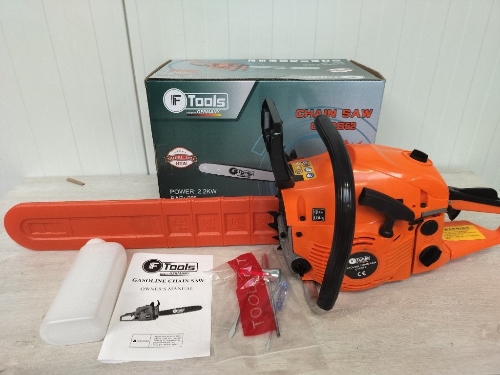 F-tools Kettingzaag 2-takt 52cc 50 CM, nieuw!!!, Neuf, Tronçonneuse, 30 à 70 mm, Enlèvement