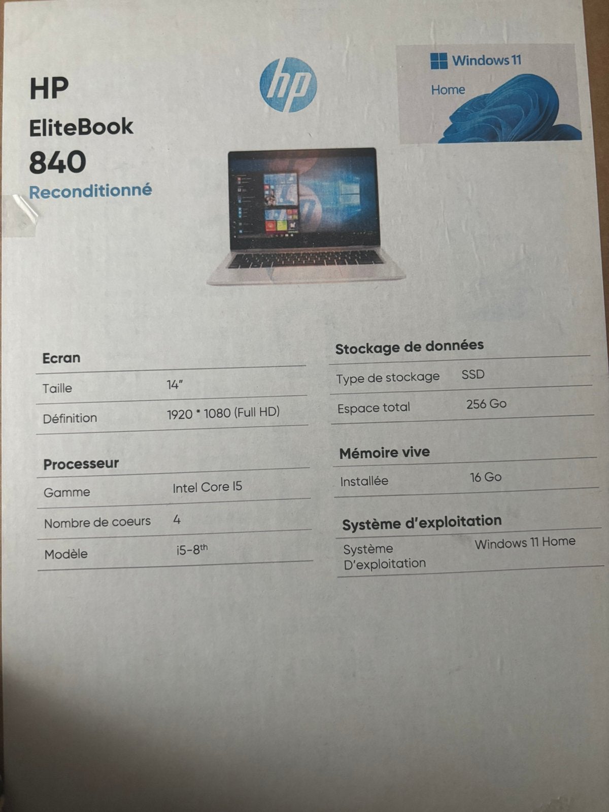 Hp elitebook 840, Enlèvement ou Envoi, 14 pouces, Utilisé, SSD