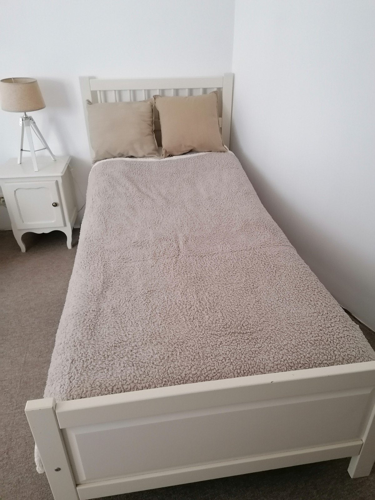 Lit 90-200 Ikea + sommier avec tête et pieds amovibles, Ophalen, 90 cm, Eenpersoons, Wit