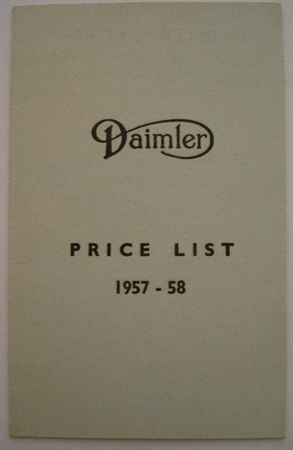 Liste de prix Daimler 1957-58 Brochure | Catalogue Prospekt, Envoi, Comme neuf, Autres marques
