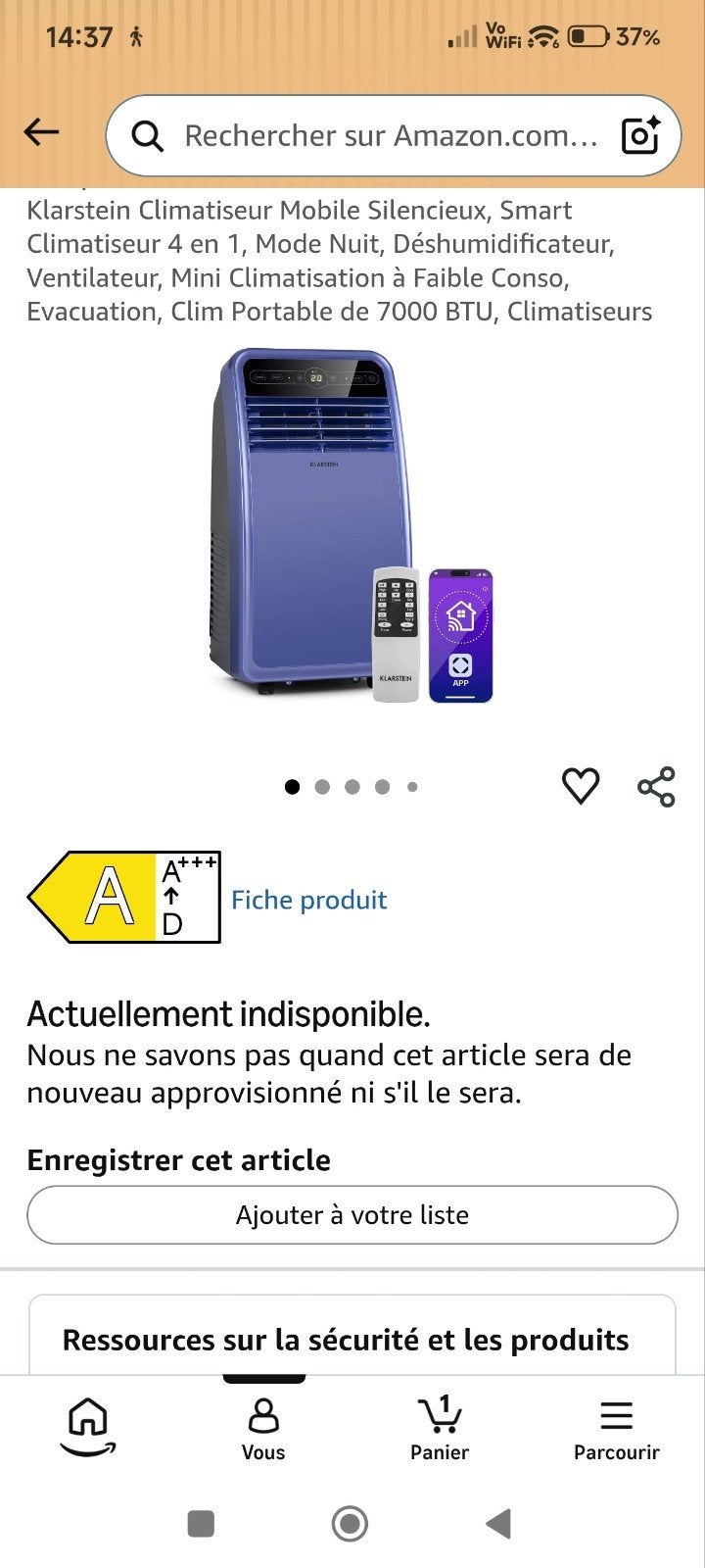 climatiseur klarstein, Electroménager, Enlèvement