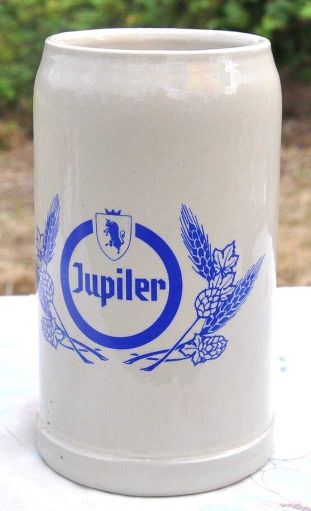 chope en grés de 1litre jupiler ecriture bleu, Verzamelen, Biermerken, Zo goed als nieuw, Pul(len), Jupiler, Ophalen of Verzenden
