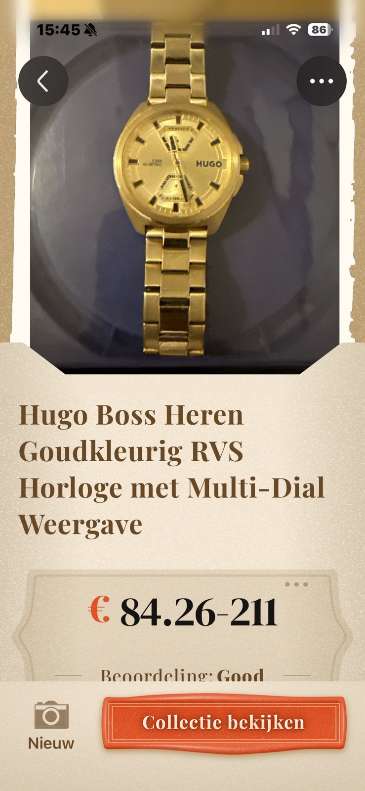 Stalen gouden Hugo Boss horloge, Handtassen en Accessoires, Horloges | Heren, Overige merken, Staal, Gebruikt, Staal