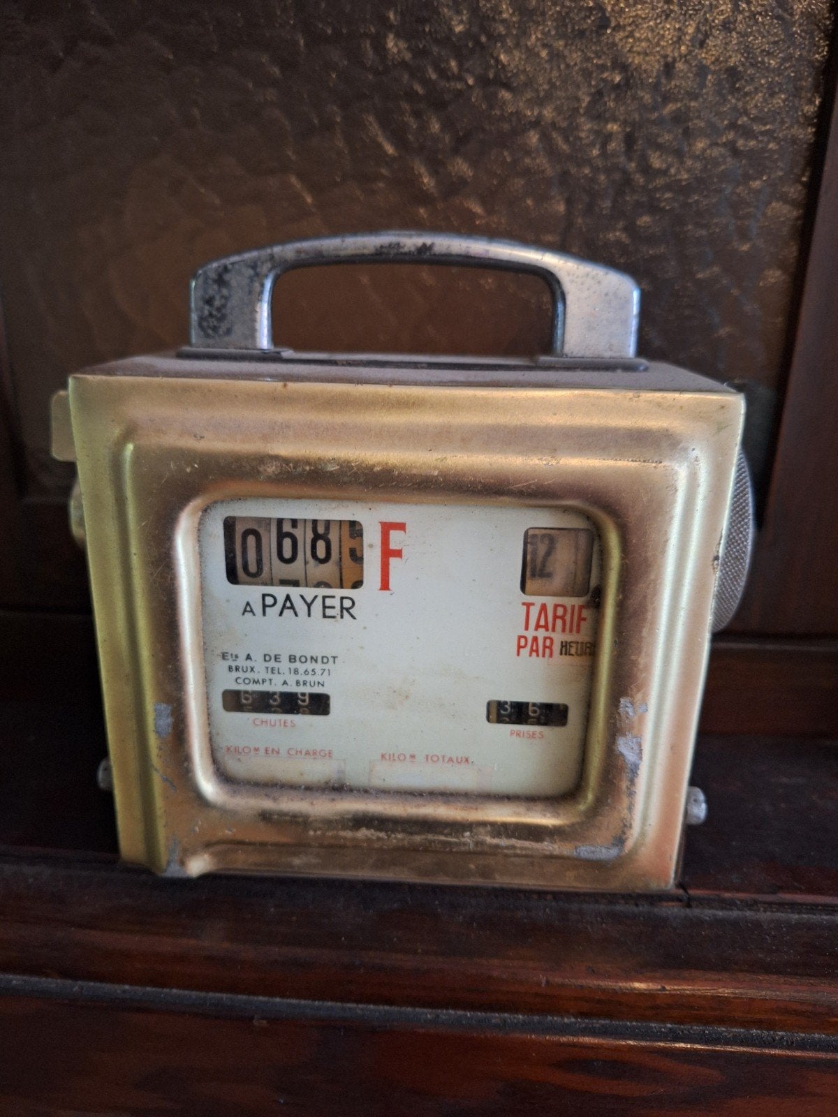 Taximètre ancien mécanique A. BRUN / DEBONDT Bruxelles 1950, Enlèvement ou Envoi