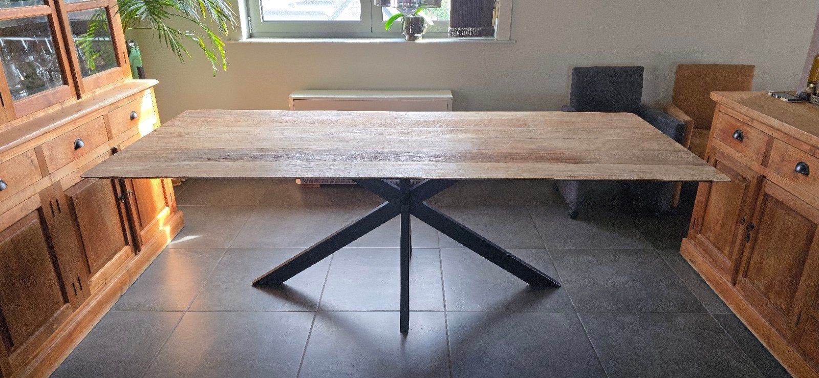 Ancienne table à manger en teck., Teck, Comme neuf, Enlèvement, Rectangulaire