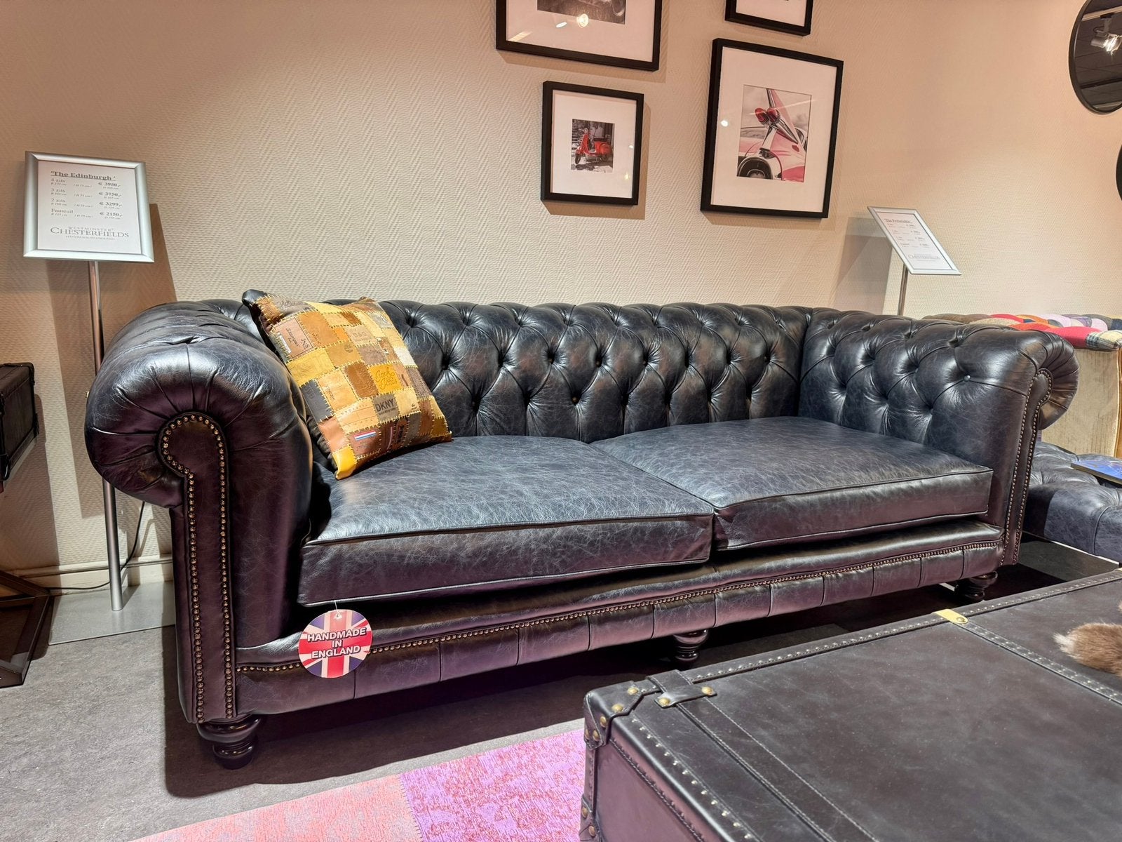 ACTIE: Edinburgh XL 3 Zits bank chesterfield vintage zwart, Huis en Inrichting, Ophalen of Verzenden, Nieuw