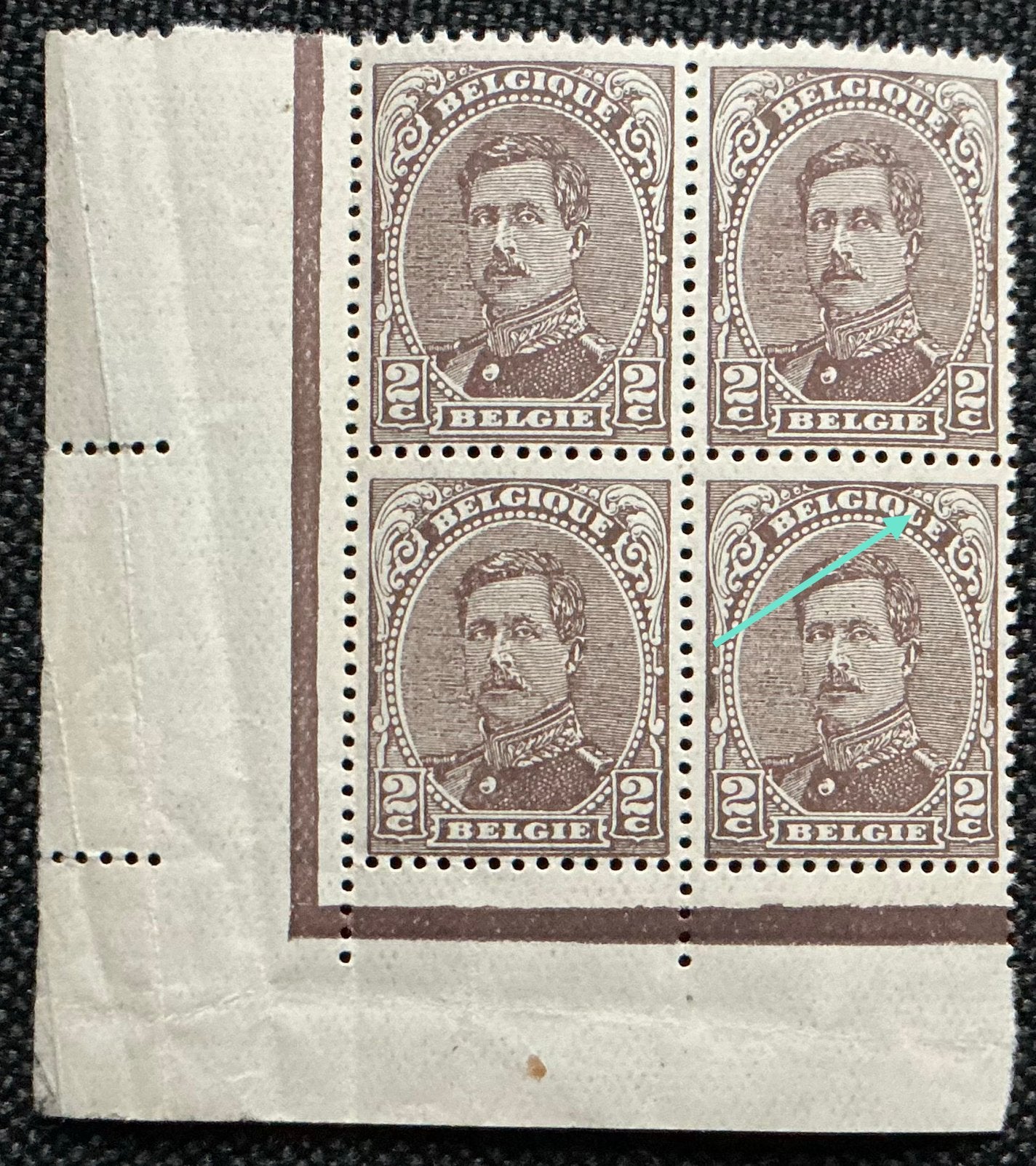 LOT 210. COB:136 Ba-Cu. ALBERT I. Type lll.MNH. U cassée, Neuf, Enlèvement ou Envoi, Non oblitéré, Gomme originale
